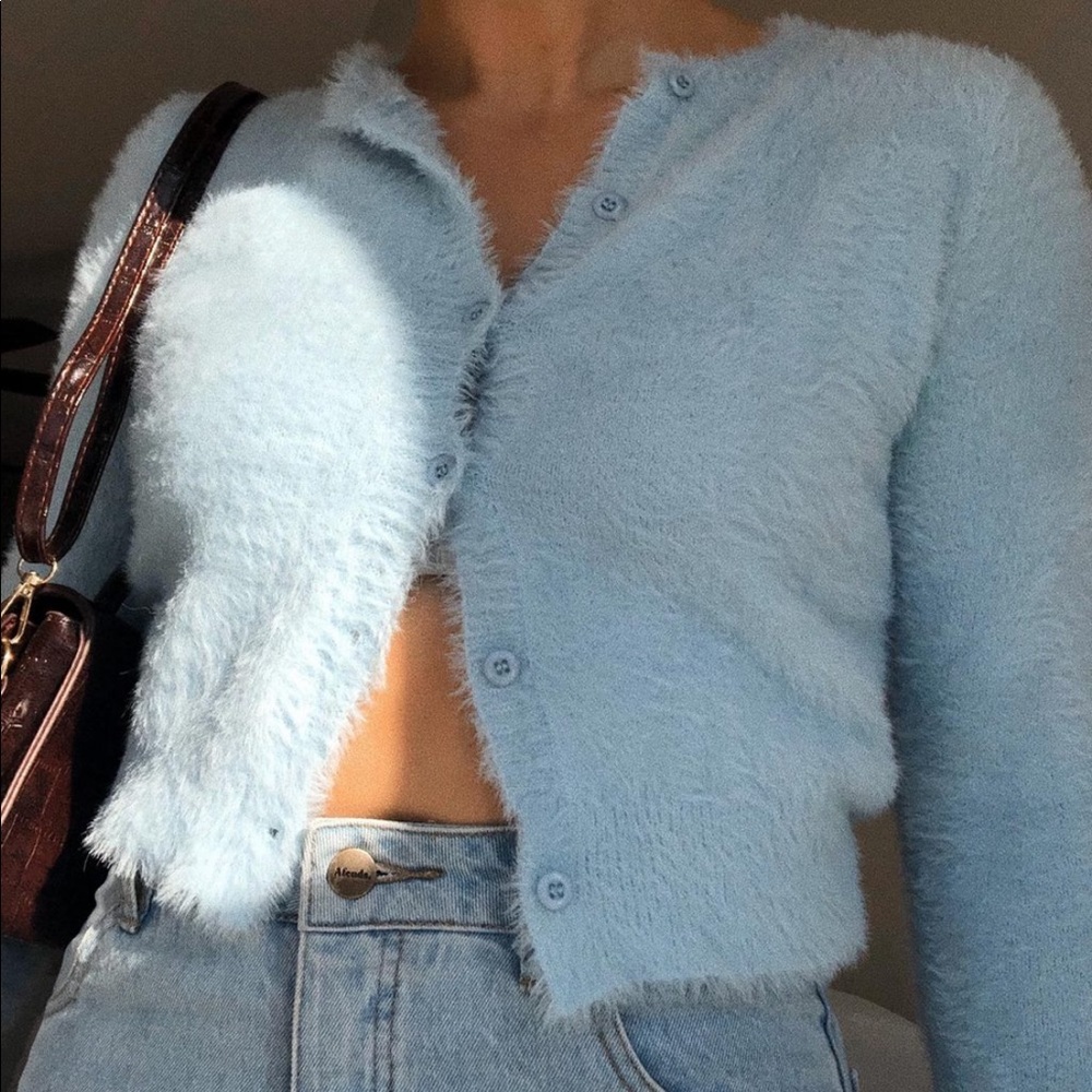 Princess Polly “PHOEBE CROPPED CARDIGAN BLUE”